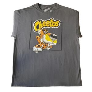Cheetos Men Shirt XL Gray Graphic Print Cheetos Cheetah Tee Logo Short Sleeve